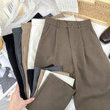 Fall Spring Black Suit Haren Pants Women Fashion Elastic High Waist Casual Trousers Woman Korean Style Solid Office Pant 2023 LANFUBEISI