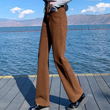 Autumn Spring Jeans Women Denim Pants Vintage Straight Trousers Fashion Female White Black Solid Loose Casual Wide Leg Pants LANFUBEISI