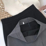 Lucyever Black Gray Women Skirts A-Line Korean Style High Waist Split Mini Skirt Woman Simple Casual Office Shorts Skirts Female LANFUBEISI