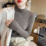 2023 Fashion Solid Color Turtleneck Women Autumn Winter Knitted Sweaters Basic Primer Pullovers Korean Sweater Slim-fit Pullover LANFUBEISI