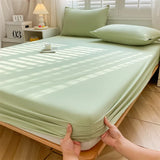 LANFUBEISI 100% Cotton Fitted Sheet Stripe Style Bed Cover Skin-friendly Mattress Cover sabanas Adults Kids Bed Sheets (No Pillowcase) LANFUBEISI