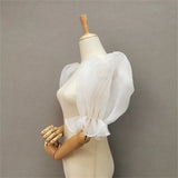 Removable Half Sleeves Wedding Accessories Organza Puffy Sleeves Formal Party Bride Gloves Bridal Sleeves Detachable LANFUBEISI