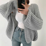 Korean Style Sweater Jacket Autumn And Winter V-neck Loose Casual Versatile Knit Cardigan Sweater Jacket LANFUBEISI