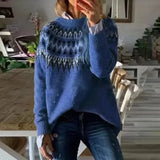 2023 Autumn and Winter Womens Sweater Acrylic Thick Needle Thick Jacquard Wool Sweater LANFUBEISI