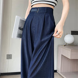 Vintage Women's Denim Jeans Women's Wide Leg Pants 2024 New Summer Spring High Waist Casual Loose Trousers Female LANFUBEISI