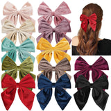 LANFUBEISI Velvet Sweet Bow Hairpins Solid Color Bowknot Hair Clips For Girls Satin Butterfly Barrettes Duckbill Clip Kids Hair Accessories