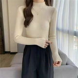 New Knitting Pullover Sweater Long Sleeve Bottom Shirt Slim Turtleneck Sweaters Autumn Winter Soft Blouse Jumpers For Women 2023 LANFUBEISI