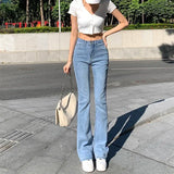 ZOENOVA Women Flare Jeans High Waist Flt Skinny Jean Femee Pants 2023 Hot Elastic Fashion Korean Y2K Denim Pant Trousers 4 Color LANFUBEISI