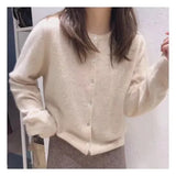 Cashmere Sweater Cardigan Women Single Breasted Long Sleeve Elegant Vintage Jumper Solid Wool Knitted Autumn Winter Outwear X452 LANFUBEISI