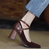 LANFUBEISI New Vintage Super High Heels Mary Jane Shoes Women Ankle Buckle Platform Pumps Woman Round Toe Chunky Heeled Lolita Shoes