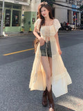 Beach Ruffles Holiday Vacation Midi Dress Women Sundress Summer 2024 Causal Off Shoulder Bandage Dresses Fashion Korean