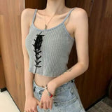 Y2k Women's Tops Backless Crop Top Sleeveless Kawaii Cute White Knitted Camis Tank Top Summer Cropped Vest Female 2000s Clothing LANFUBEISI