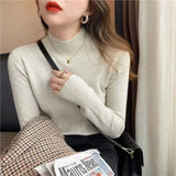 2023 Fashion Solid Color Turtleneck Women Autumn Winter Knitted Sweaters Basic Primer Pullovers Korean Sweater Slim-fit Pullover LANFUBEISI