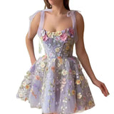 2023 New Hot Direct Selling Short Skirt Pendulum Womens Fashion Three-dimensional Flower Embroidery Hip-huggin Dress LANFUBEISI
