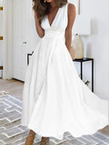 运费16 V-neck Party Long Dress Women Night Dresses White High Waist Dance Wedding Prom Bridesmaid Maxi Y2k Dresses Summer Vestidos LANFUBEISI