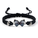 Hot Gray Butterfly Fashion Bracelet Classic Black White Braided Rope Chain Handmade Bracelets for Women Men Adjustable Jewelry LANFUBEISI
