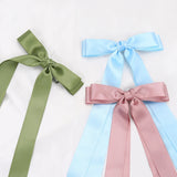 1pcs Sweet Long Hair Bow Clips Ribbon Tassel Bowknot Hiar Clips For Girls Chidlren Boutique Barrettes Hair Accessories LANFUBEISI