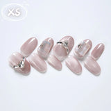 10Pcs Handmade Nail Set French Cat Eyes Red Nails Long Press on Nails Almond Reusable Acrylic Fake Nails with Glue Stick-on LANFUBEISI