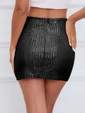 Glitter Sequined Solid Bodycon Mini Skirt, Elegant Mini Pencil Skirt, Women's Clothing LANFUBEISI