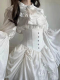 White Gothic Style Lolita Dress Pure Shirt Fishbone Skirt Jk Oversleeve Birthday LANFUBEISI