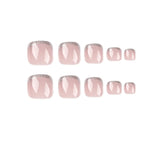 Fashion Nude Pink DIY Pedicure French Fake Toenails With Designs Removable Square Short Toe Nails Press On Nails False Toenail LANFUBEISI