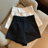 LANFUBEISI Y2K Streetwear Black Shorts Women Elegant High Waist White A Line Wide Leg Suit Short Sexy Club Slim Hot Short Pants New LANFUBEISI