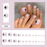 24pcs French False Toenails Nude Color with Glitter Rhinestone Press on Toe Nails Full Cover Wearable Artificial Stick-on Nails LANFUBEISI