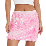 WPNAKS Women Glitter Mini Skirt Summer Clothes High Waist Disco Sequin Skirt Female Clothing Sexy Club Streetwear LANFUBEISI
