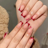 Simple wine red French false nails, European and American light luxury style ins nail enhancement, detachable nail patches LANFUBEISI