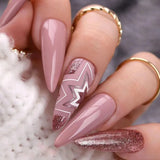 24Pcs Almond False Nails with Rhinestone Long Stiletto Fake Nails Gold Glitter Powder Design Press on Nails Full Cover Nail Tips LANFUBEISI