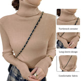 New Knitting Pullover Sweater Long Sleeve Bottom Shirt Slim Turtleneck Sweaters Autumn Winter Soft Blouse Jumpers For Women 2023 LANFUBEISI