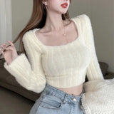 LANFUBEISI Autumn Winter Knitting Crop Tops Women Skinny Sweaters Bottom Shirts Fashion Female Long Sleeve Pullover Casual Knitted Sweater LANFUBEISI