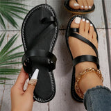 Summer Solid Color Flat Sandals Fashion Open Toe Outdoor Slippers Casual Beach Women's Shoes Plus Size  Zapatos De Mujer Slides LANFUBEISI