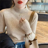 LANFUBEISI Fashion Solid Color Turtleneck Women Autumn Winter Knitted Sweaters Basic Primer Pullovers Korean Sweater Slim-fit Pullover