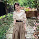 French Shirt Top Short Skirt Set Women Outfits Autumn Spring High-end Elegant Office Lady Gentle Retro Skirt Two Piece Suit 2024 LANFUBEISI