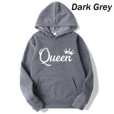 Fashion Men Women Long Sleeve Pullover Hooded Sweatshirts Unisex King and Queen Print Hoodies Casual Streetwear Couple Sweat LANFUBEISI