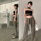 Women Summer Sexy Crop Tops Bandeau Female Halter Sleeveless Tops Slim Fit Summer Backless Tube Tops Korean Fashion Streetwear LANFUBEISI