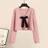 Autumn and Winter Fashion Women's Set New Korean Design Knitted Sweater Casual Strap Skirt Elegant Women's Two Piece Set LANFUBEISI