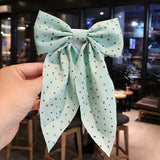 Korean Style Dots Floral Big Bow Hair Clips For Women Elegant Ponytail Hairpins Girl Hair Accessories Barrette Gift Wholesale LANFUBEISI