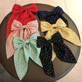 Korean Style Dots Floral Big Bow Hair Clips For Women Elegant Ponytail Hairpins Girl Hair Accessories Barrette Gift Wholesale LANFUBEISI