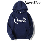 Fashion Men Women Long Sleeve Pullover Hooded Sweatshirts Unisex King and Queen Print Hoodies Casual Streetwear Couple Sweat LANFUBEISI