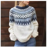 2023 Autumn and Winter Womens Sweater Acrylic Thick Needle Thick Jacquard Wool Sweater LANFUBEISI