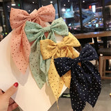 Korean Style Dots Floral Big Bow Hair Clips For Women Elegant Ponytail Hairpins Girl Hair Accessories Barrette Gift Wholesale LANFUBEISI