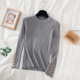 Thick Sweater Long Sleeve Pullover Autumn Winter Clothes Button O Neck Sweater Female Casual Streetwear Knitted Top Soft Jumper LANFUBEISI