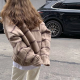 Women Sweater Casual Pullovers Autumn Winter Basics Knitted Korean Loose Striped O-neck Long Sleeve Elegance Sweet LANFUBEISI