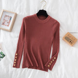 Thick Sweater Long Sleeve Pullover Autumn Winter Clothes Button O Neck Sweater Female Casual Streetwear Knitted Top Soft Jumper LANFUBEISI