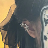 LANFUBEISI Fashion Punk Butterfly Elf Ear Clip Trendy Design Liquid Metal Wing Ear Cuff No Piercing Earrings for Women Girls Jewelry