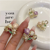 New exquisite flower pearl small clip clip hair clip ladies pink sweet broken hair side bangs clip hair accessories headdress LANFUBEISI