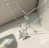 Y2K Crystal Butterfly Pendant Necklace Women Light Luxury Egirl Punk Heart Grunge Clavicle Chain Fashion Jewelry Party Gift 2023 LANFUBEISI