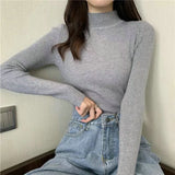 New Knitting Pullover Sweater Long Sleeve Bottom Shirt Slim Turtleneck Sweaters Autumn Winter Soft Blouse Jumpers For Women 2023 LANFUBEISI